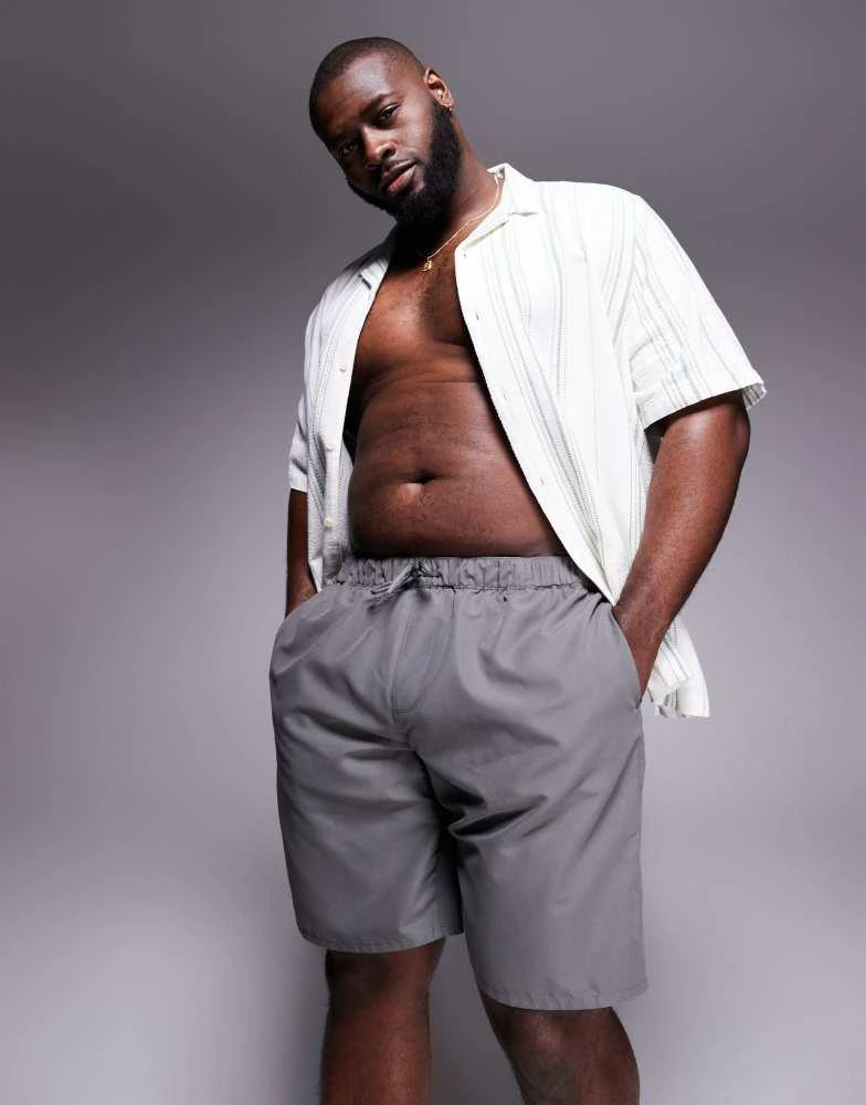 ASOS ASOS DESIGN swim shorts in long length in grey 2