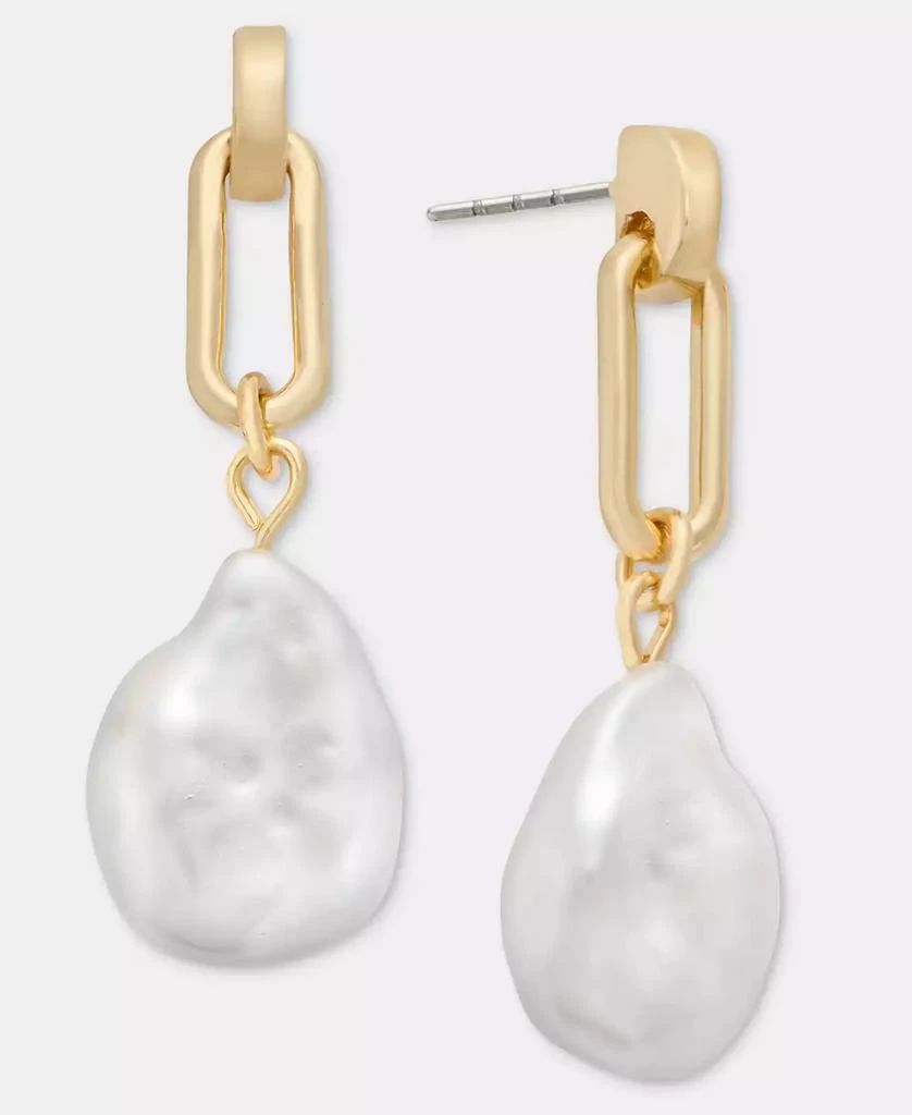 On 34th Gold-Tone Imitation Pearl Drop Earrings, Macy
s Exclusive