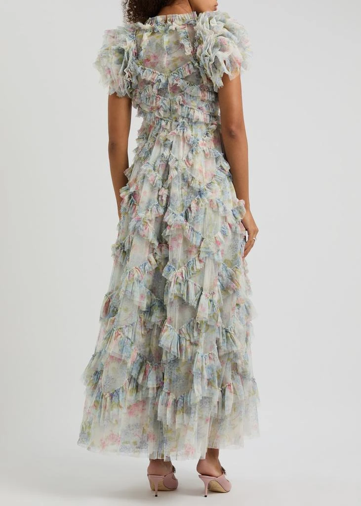 Needle & Thread Hydrangea Genevieve floral-print ruffle tulle gown 3