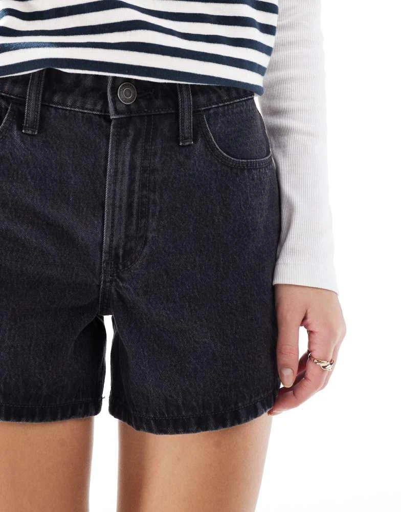 HOLLISTER Hollister high waist relaxed denim short in washed black 2