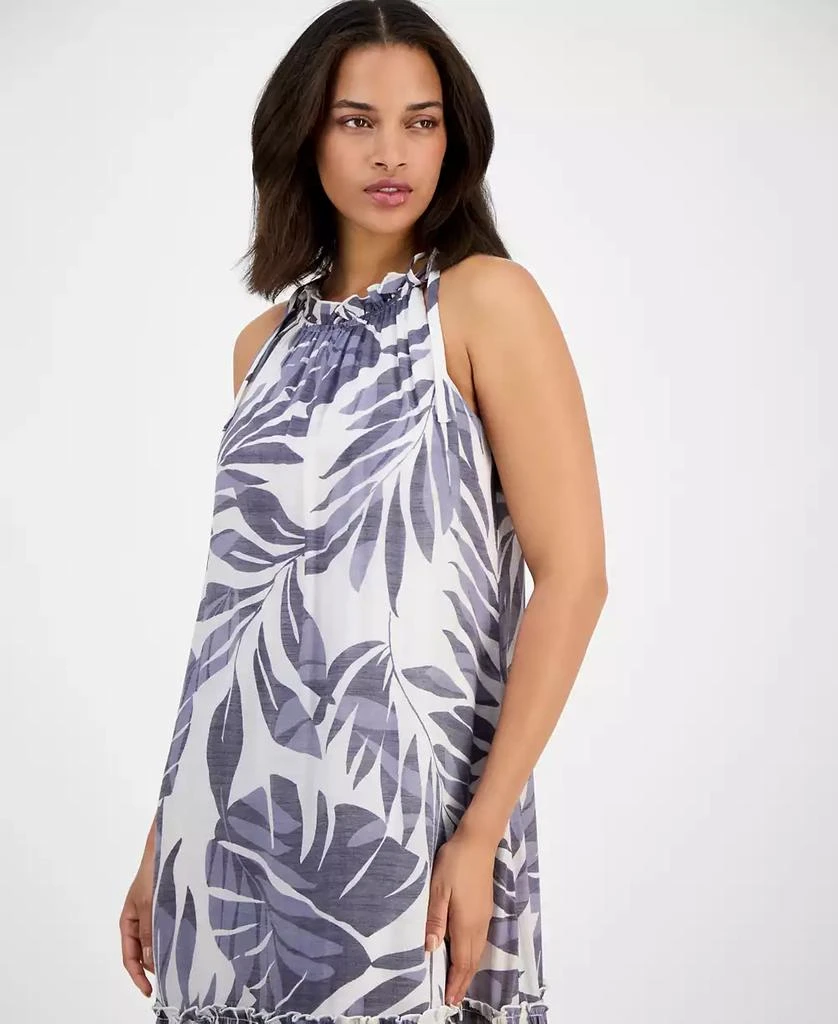 Robbie Bee Women's Printed Ruffle-Neck Sleeveless Mini Dress 2