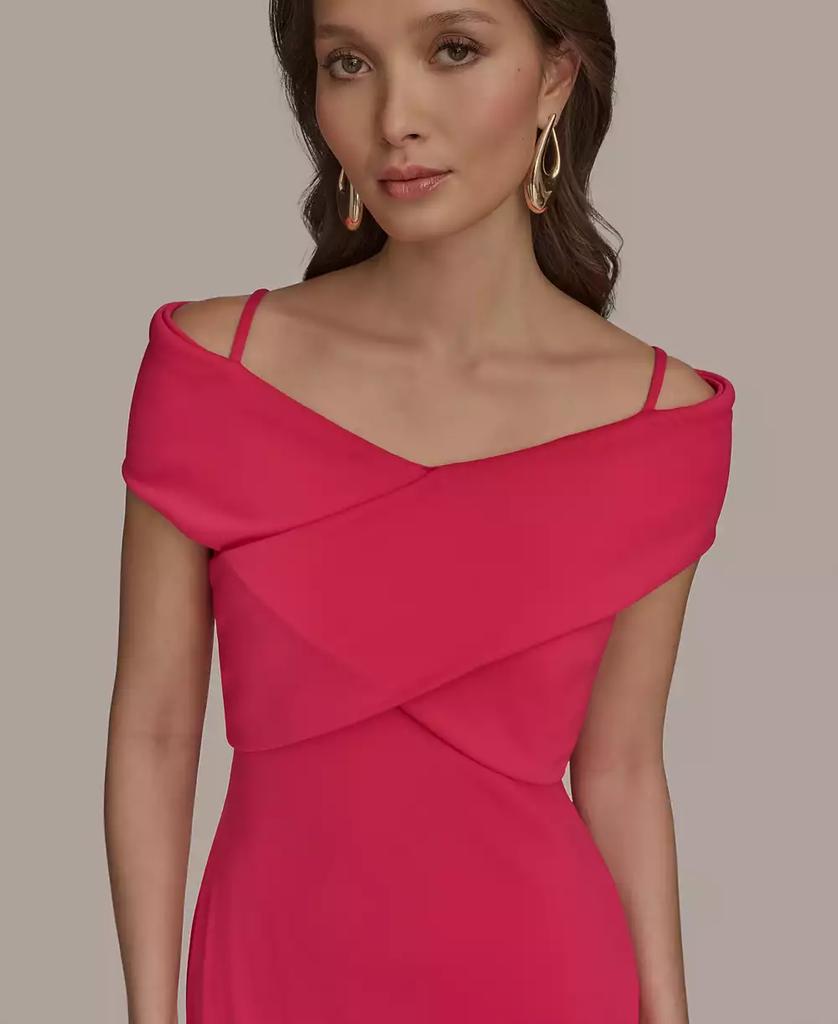 ◆Donna Karan クリスクロス オフショルダー ドレス Donna Karan Women's Criss-Cross Off-Shoulder Dress - Free