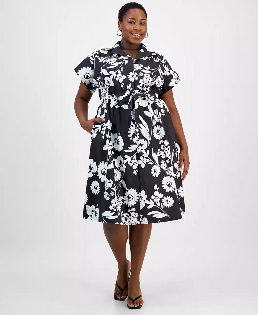 Sandra Darren Plus Size Printed Short-Sleeve Shirtdress