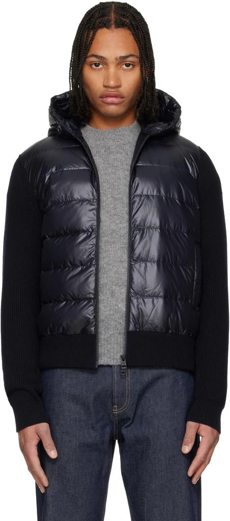 Moncler Navy Padded Wool Zip-Up Down Jacket