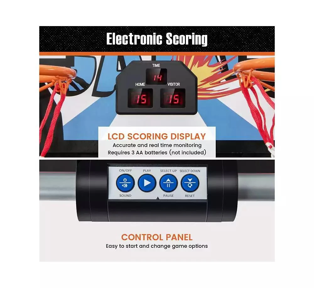 Slickblue Foldable Dual Shot Basketball Arcade Game with Electronic Scoring System 6