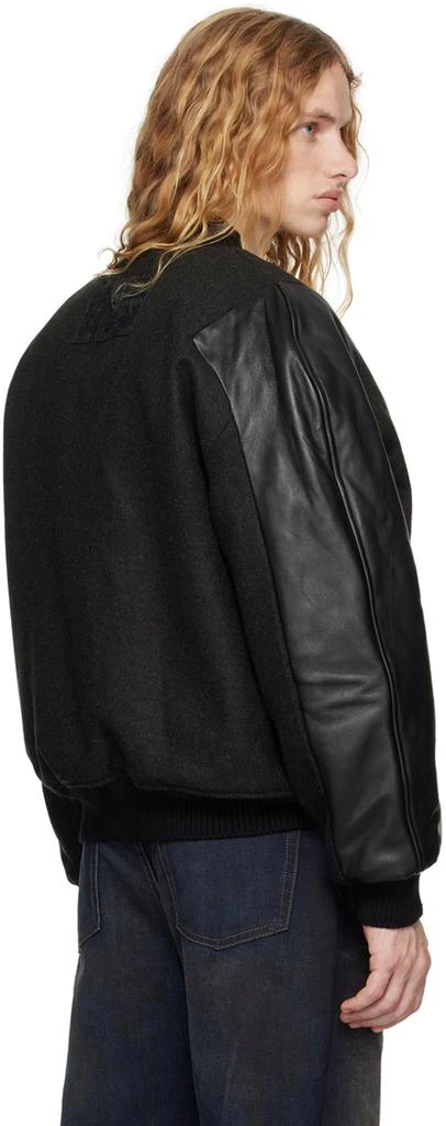 Acne Studios Black Wool & Leather Bomber Jacket 3