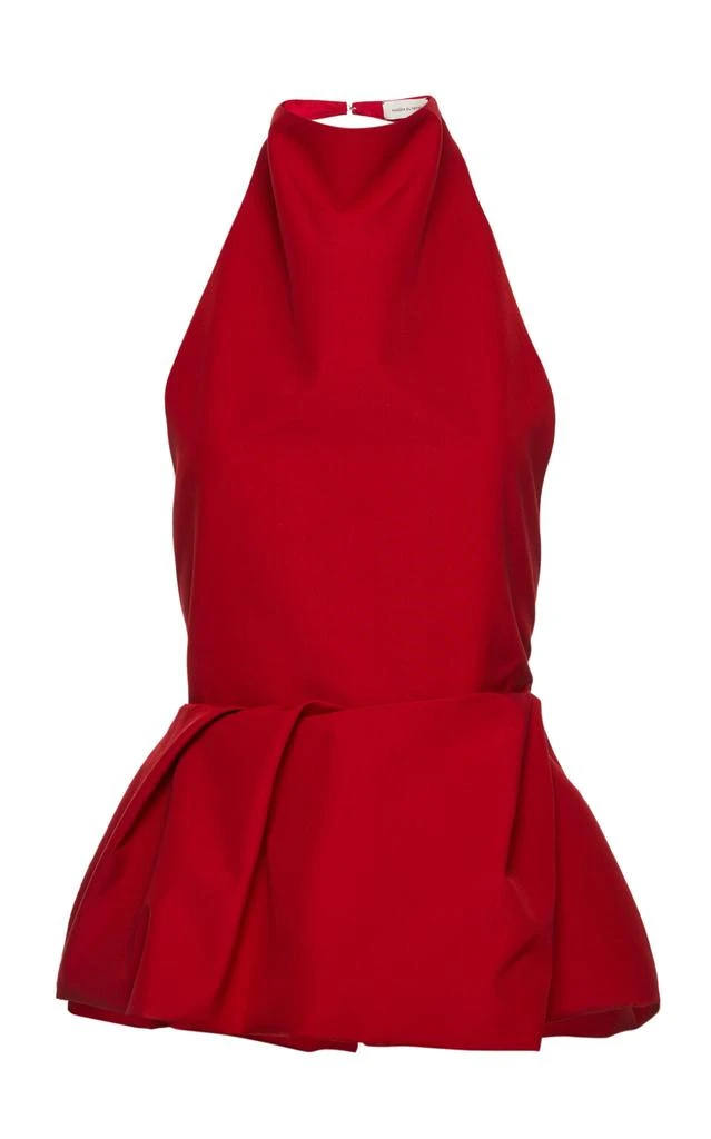 Magda Butrym Magda Butrym Open Back Cotton-Blend Taffeta Peplum Top - Moda Operandi 1