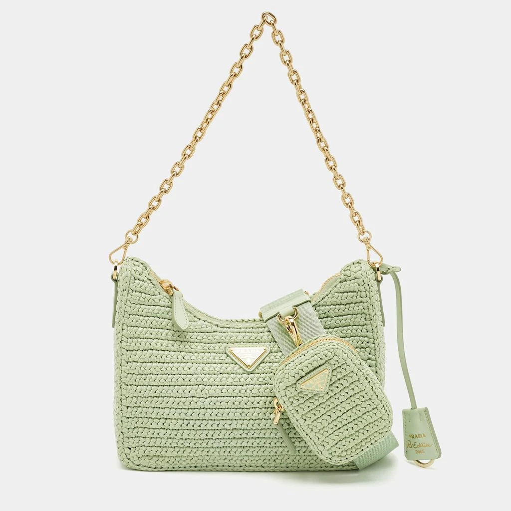 Prada Prada Mint Green Raffia Re-Edition 2005 Shoulder Bag 1
