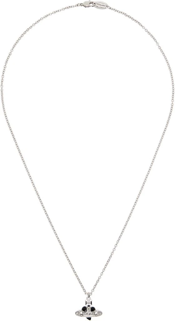 Vivienne Westwood Silver & Black New Diamante Heart Pendant Necklace 1
