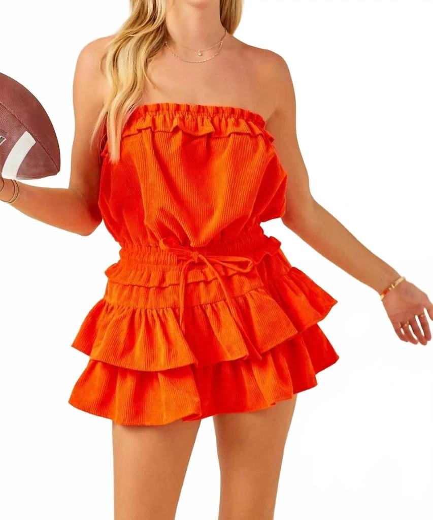 day + moon Get Loud Romper Mini Dress In Orange 4