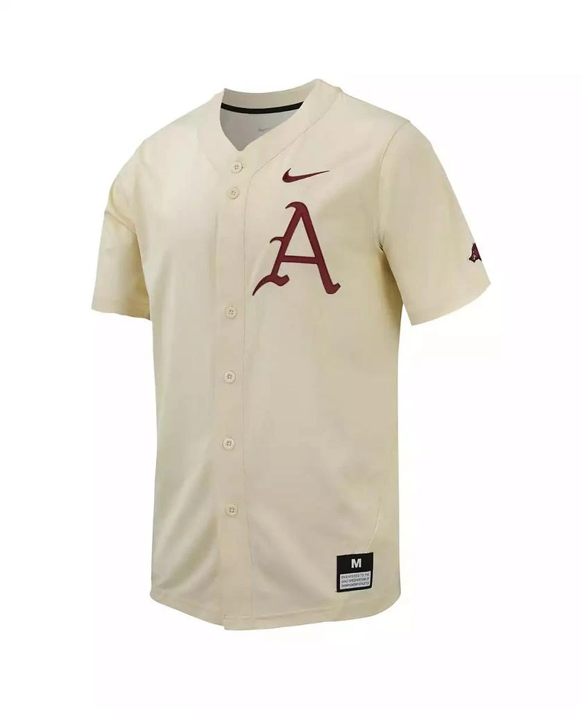 NIKE Men's Cream Arkansas Razorbacks Replica Baseball Jersey 3