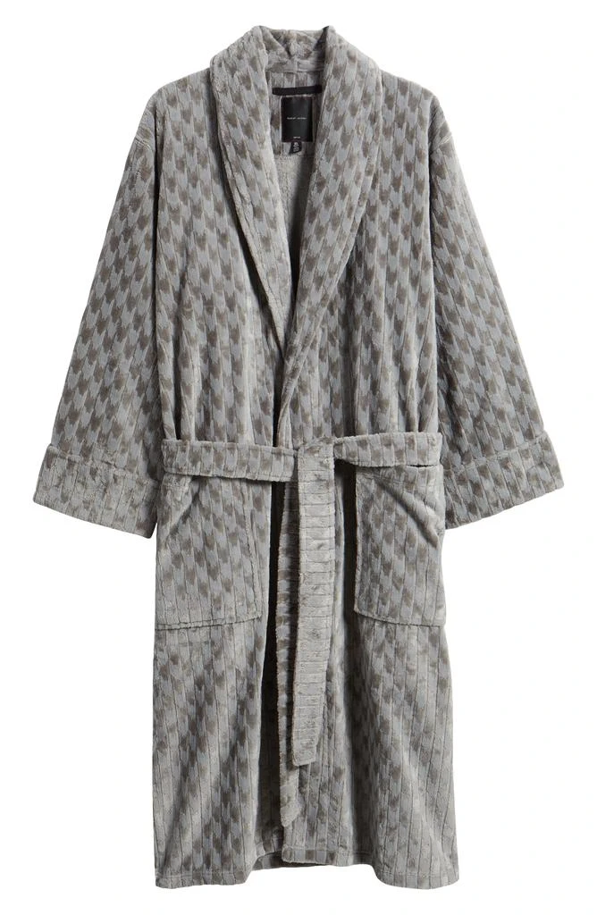 Daniel Buchler Houndstooth Stripe Fleece Robe 6