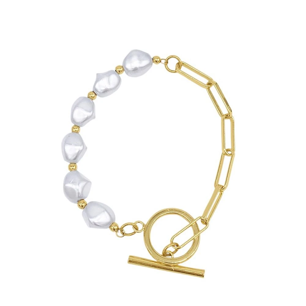 ADORNIA Chain Toggle Pearl Bracelet 1