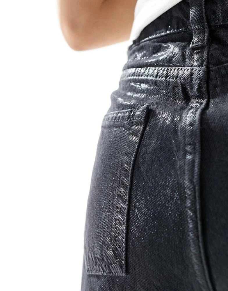 ONLY Petite ONLY Petite Riley high waisted coated jeans in black 2