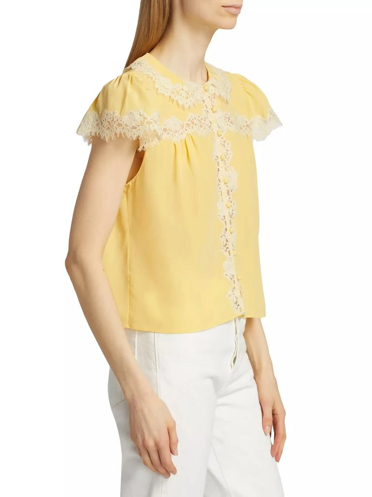 DÔEN Josephine Lace-Trim Silk Blouse 4