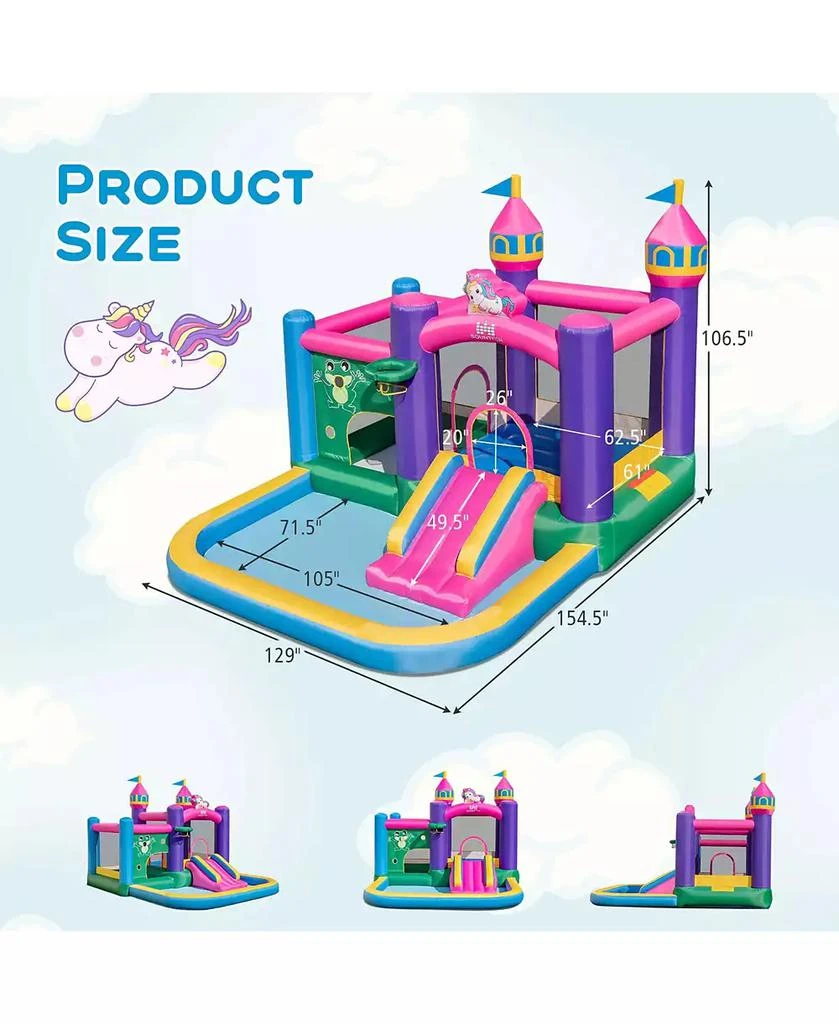 Costway 6-in-1 Kids Inflatable Bounce House with Slide Jumping Area Ball Pit Pools Castle without Blower 3