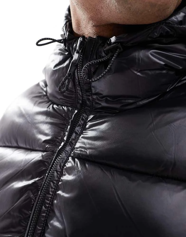 Bershka Bershka faux leather gilet in black 4
