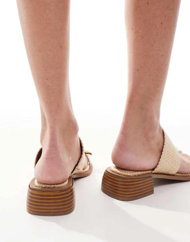 ASOS ASOS DESIGN Finesse heeled sandal with bashed metal toe loop in natural 2