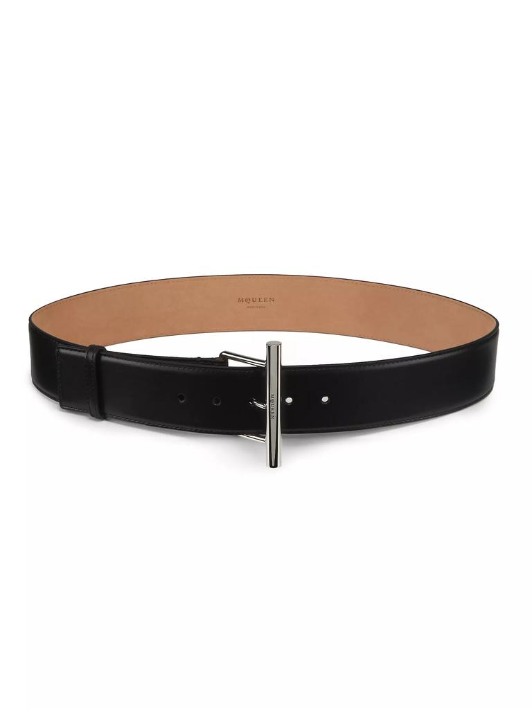 ベルト ALEXANDER MCQUEEN BLACK LEATHER BELT Alexander McQueen Chain-Trimmed Leather Belt Black in Metal