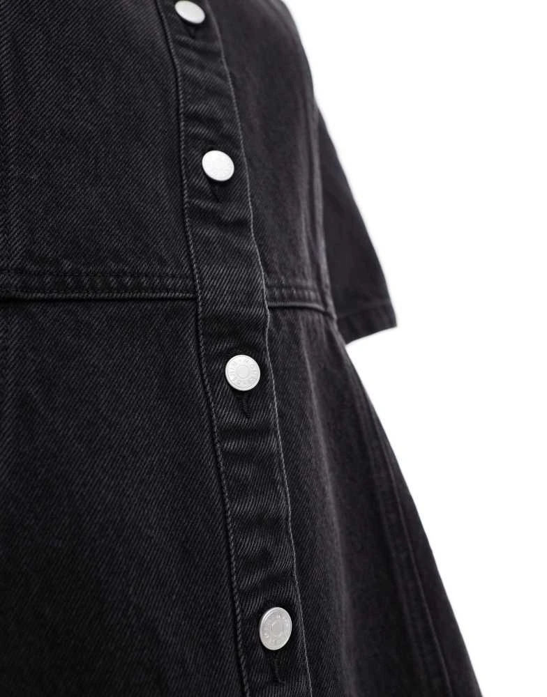 Monki Monki denim mini shirt dress in washed black 2