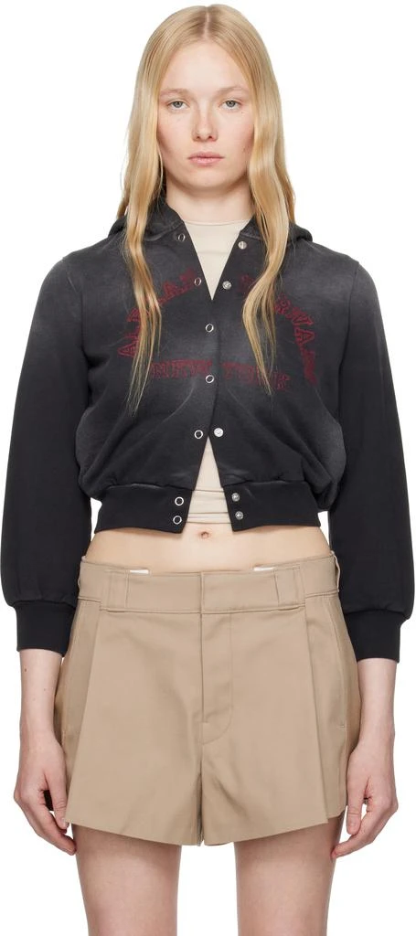 Alexander Wang Black Shrunken Cotton Terry Cardigan 1