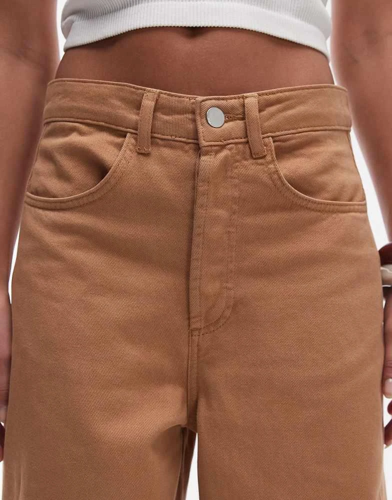 Topshop Topshop relaxed barrel leg trouser with seam detail in tan 5