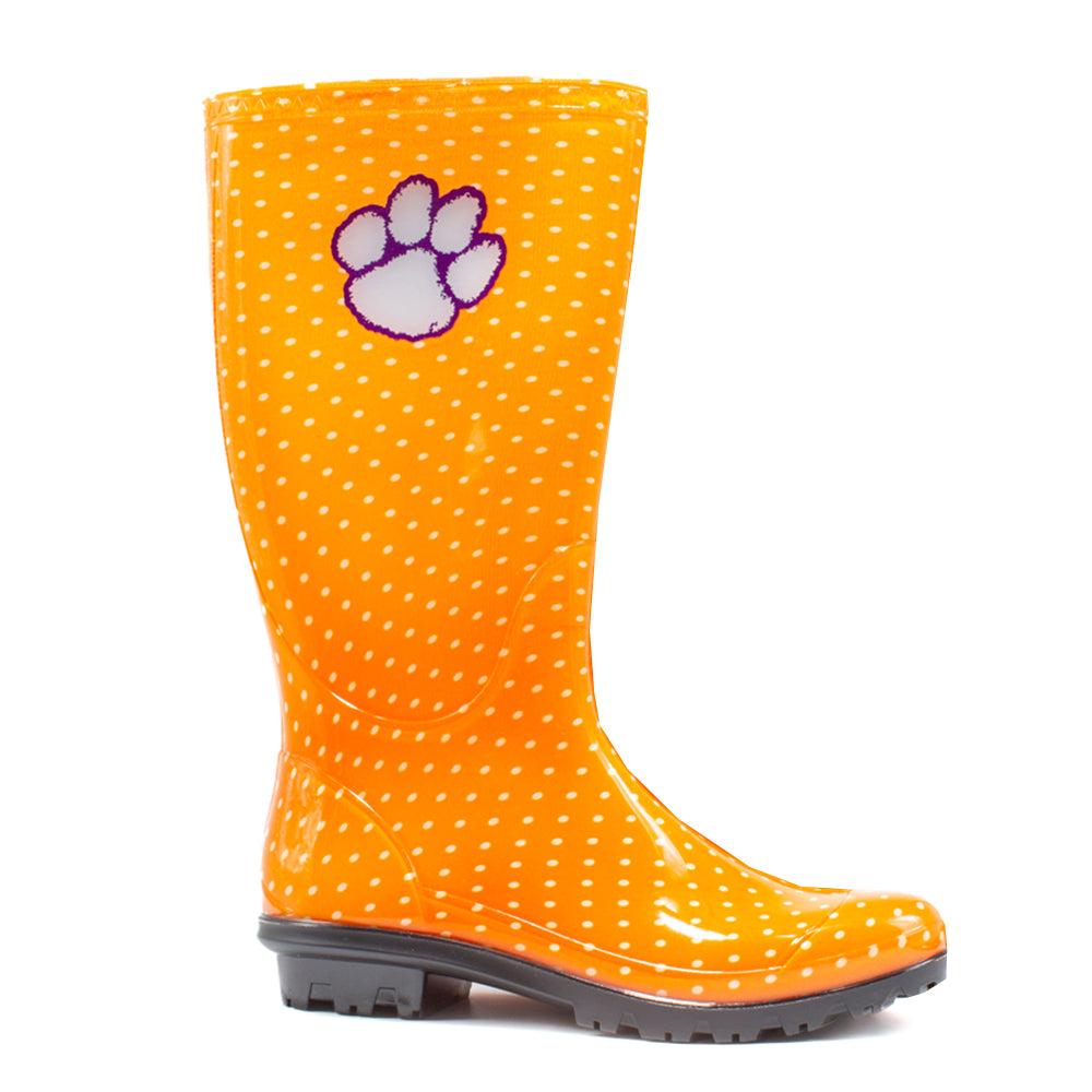 Gameday Boots Clemson University Polka Dot Round Toe Rain Boots