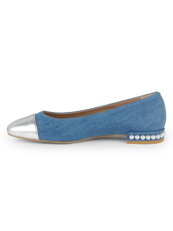 Stuart Weitzman Embellished Denim Flats 4