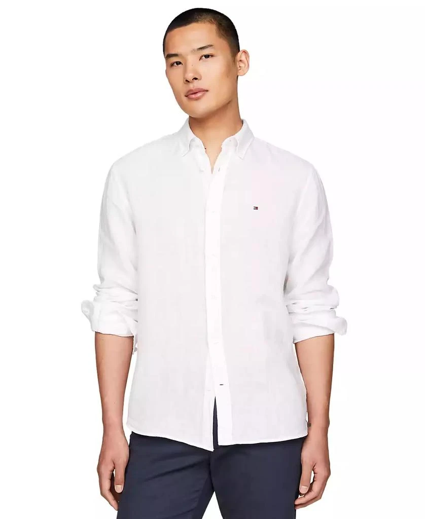 Tommy Hilfiger Men's Pigment-Dyed Linen Button-Down Long Sleeve Shirt 1