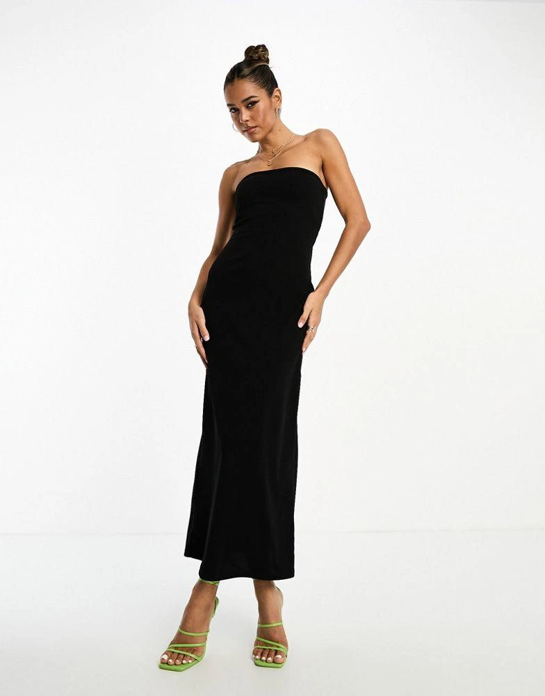 ASOS ASOS DESIGN bandeau maxi dress with split hem in black 1