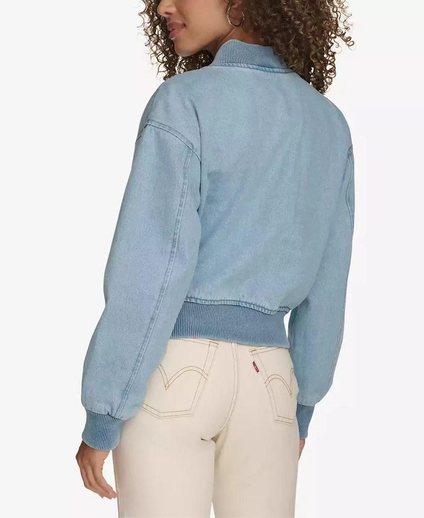 Levi's Women's Ribbed-Edge Cropped Denim Bomber Jacket 2