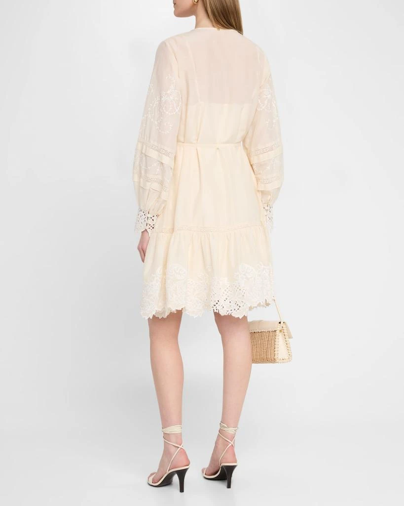 Kobi Halperin Sykora Embroidered Long-Sleeve Belted Dress 3