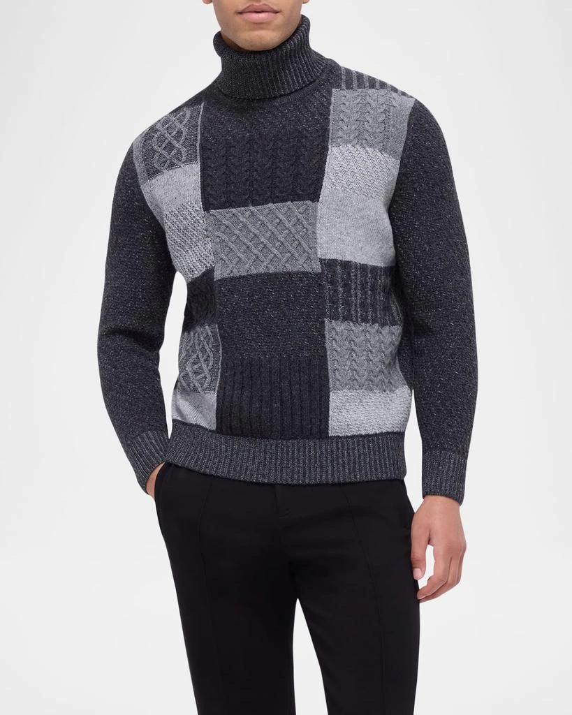 BUGATCHI Men's Patchwork Knit Turtleneck 4