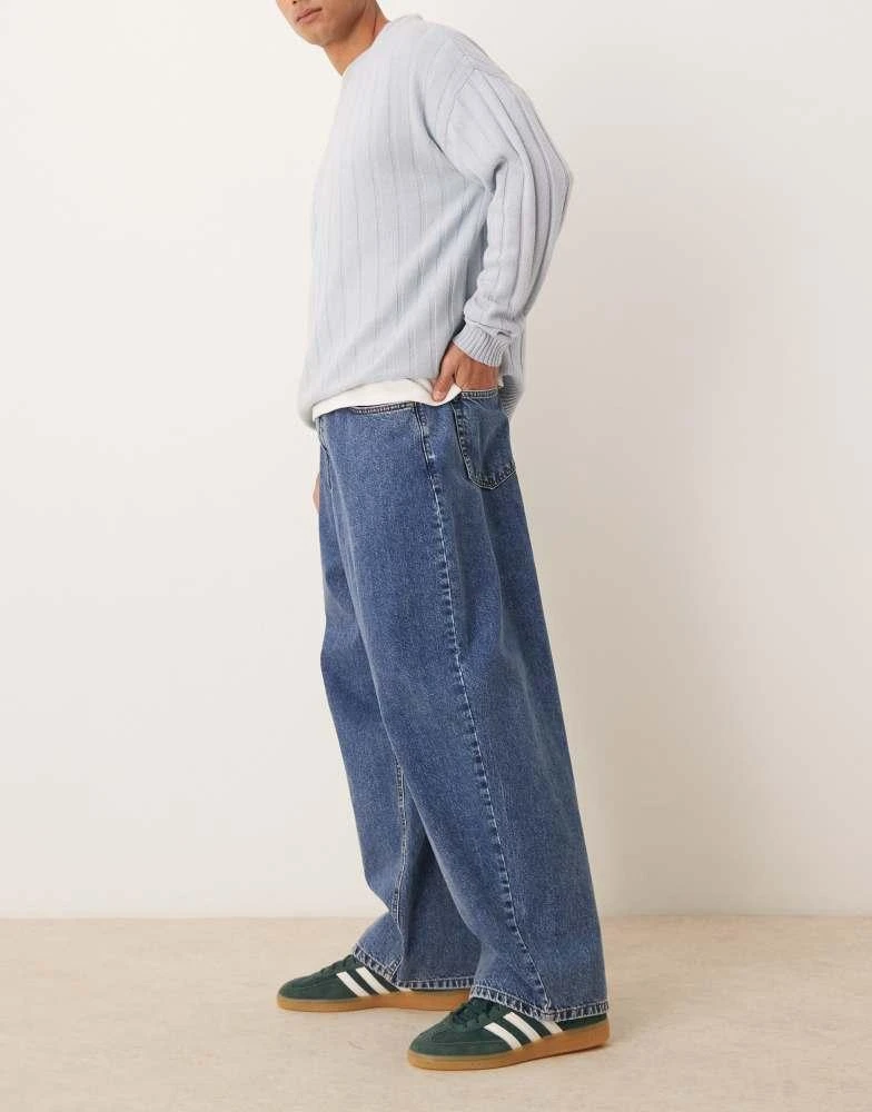 ASOS ASOS DESIGN oversized baggy jeans in mid wash blue 3
