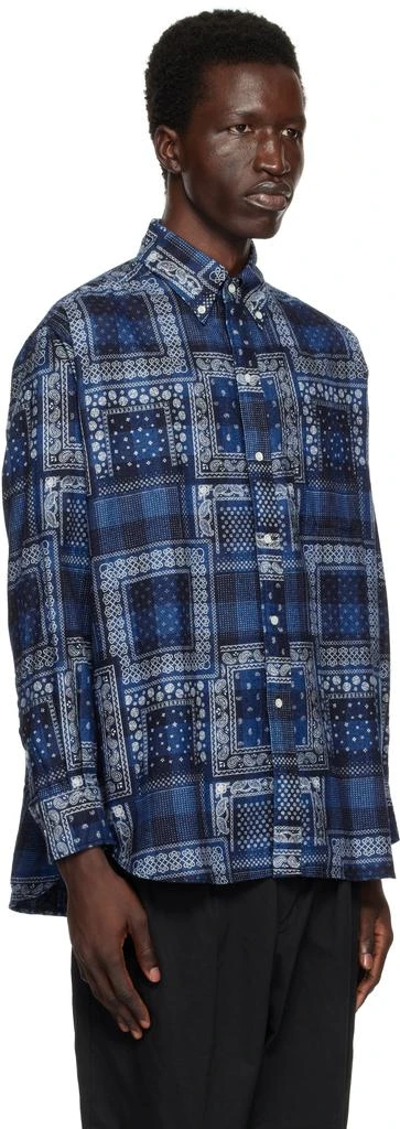 BEAMS PLUS Blue Plaid Discharge Print Classic Fit Shirt 2