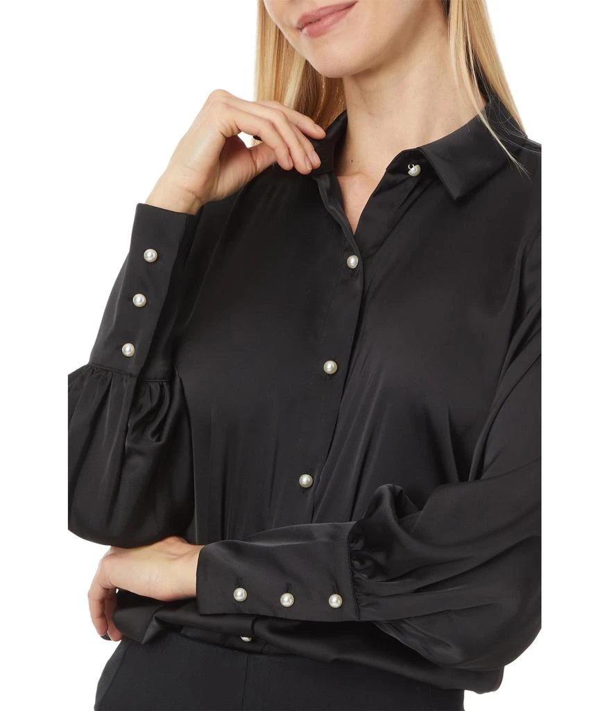 CeCe Button Down Long Slv Collared Tall Cuff Blouse 060 3