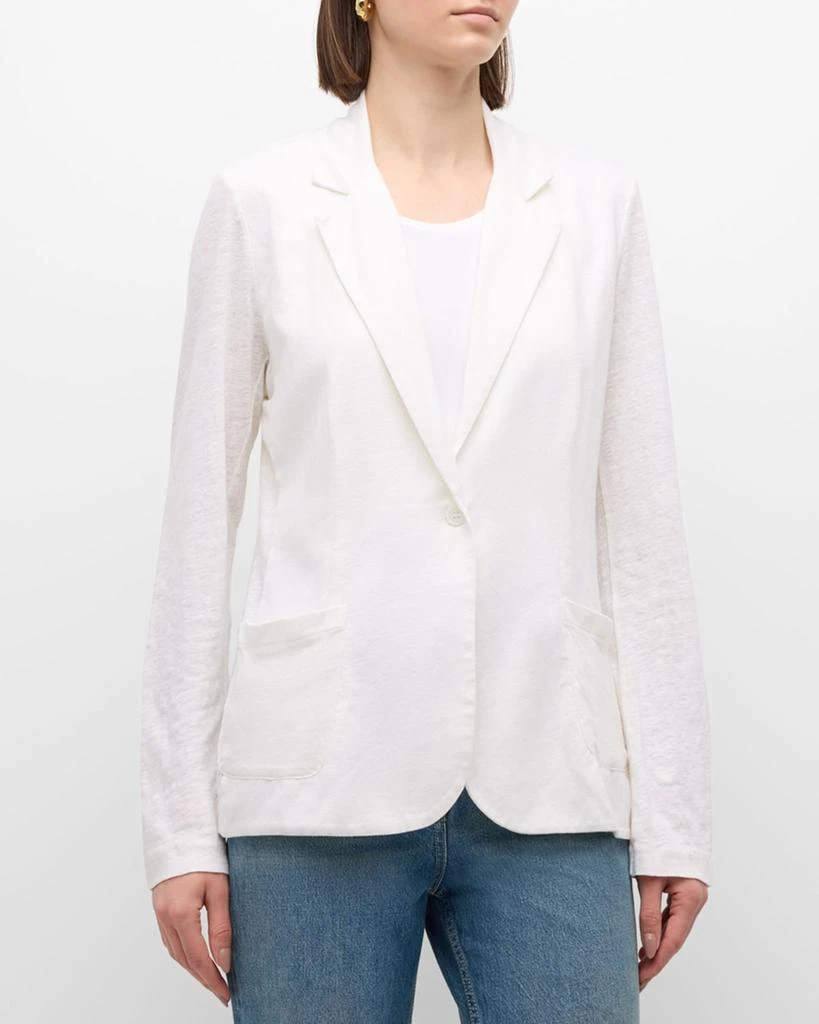 MAJESTIC FILATURES Stretch Linen One-Button Blazer 5