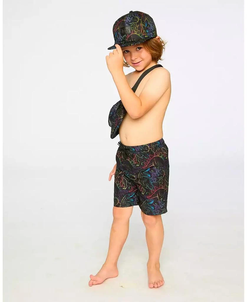 Deux par Deux Boys Swim Trunks Black Dinosaur Print 3