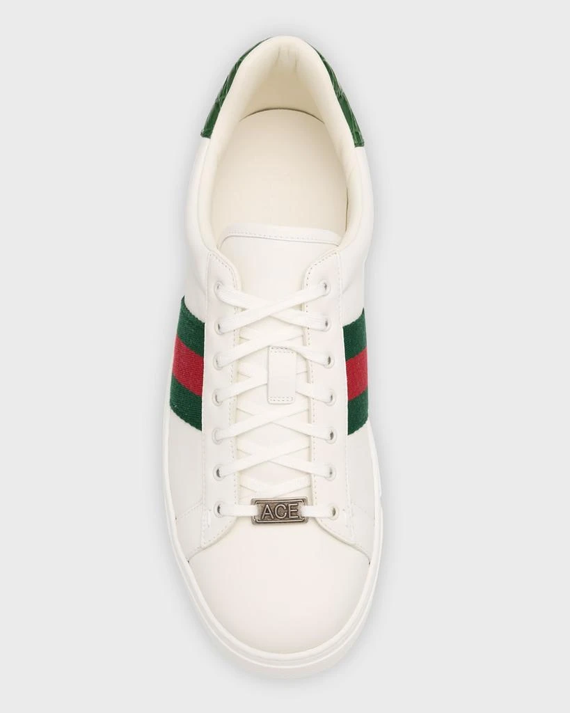 Gucci Men's Ace Leather Web Low-Top Sneakers 4
