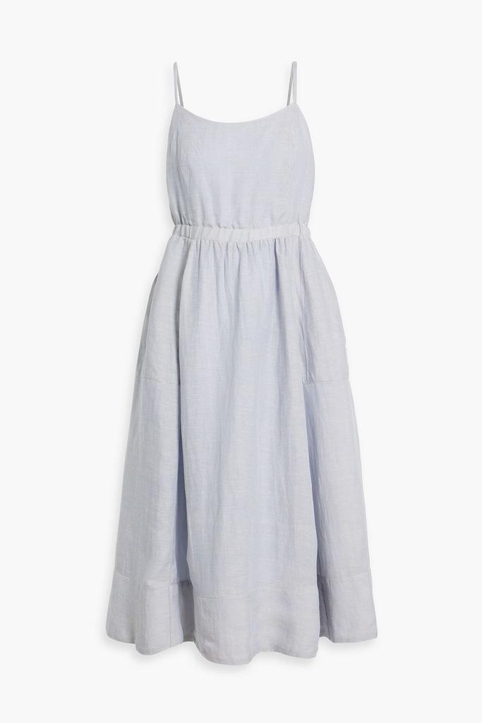 IRIS & INK Eve gathered Lyocell and linen-blend twill midi dress