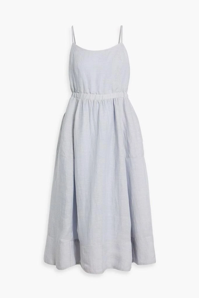 IRIS & INK Eve gathered Lyocell and linen-blend twill midi dress 1