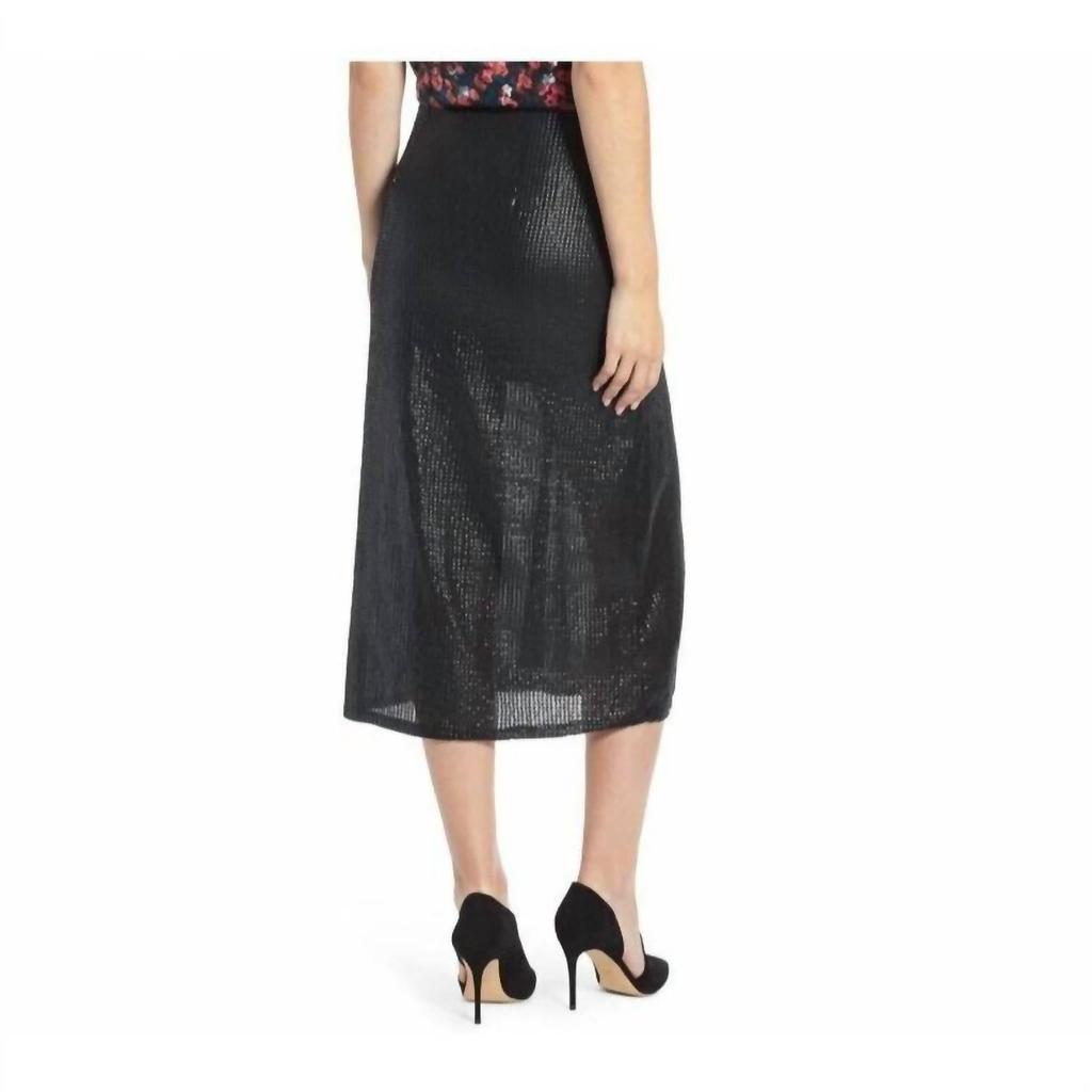 Something Navy Something Navy - Faux Wrap Sequin Front Slit Tie Midi Skirt