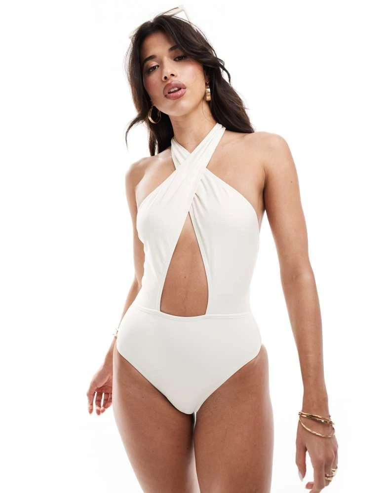 South Beach South Beach essentials wrap front swimsuit in coconut 1