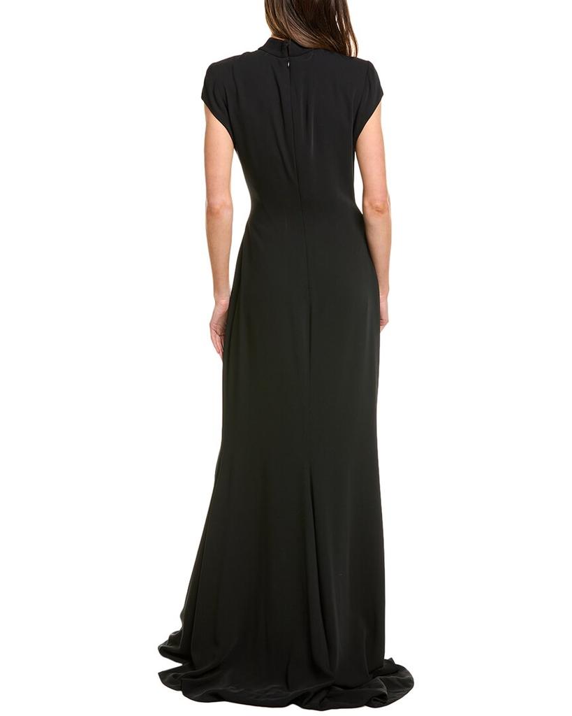 REEM ACRA High-Neck Cap Sleeve Gown