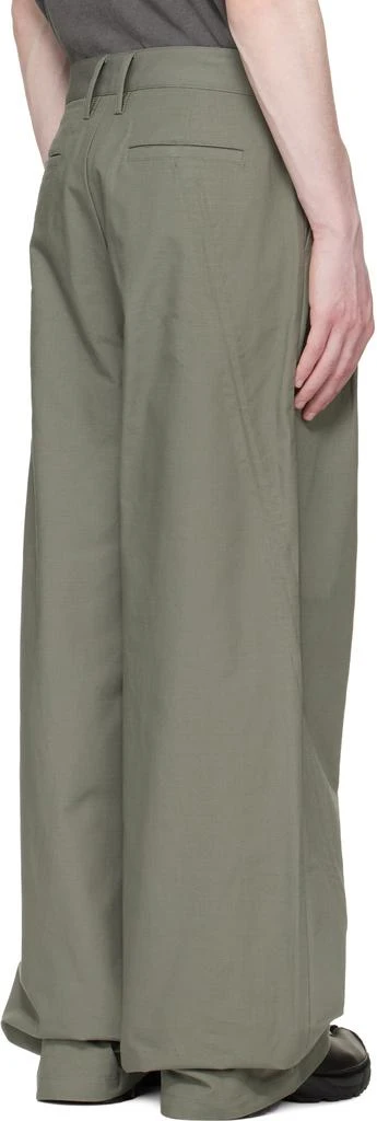 Reese Cooper Khaki Cotton Ripstop Pleated Trousers 3