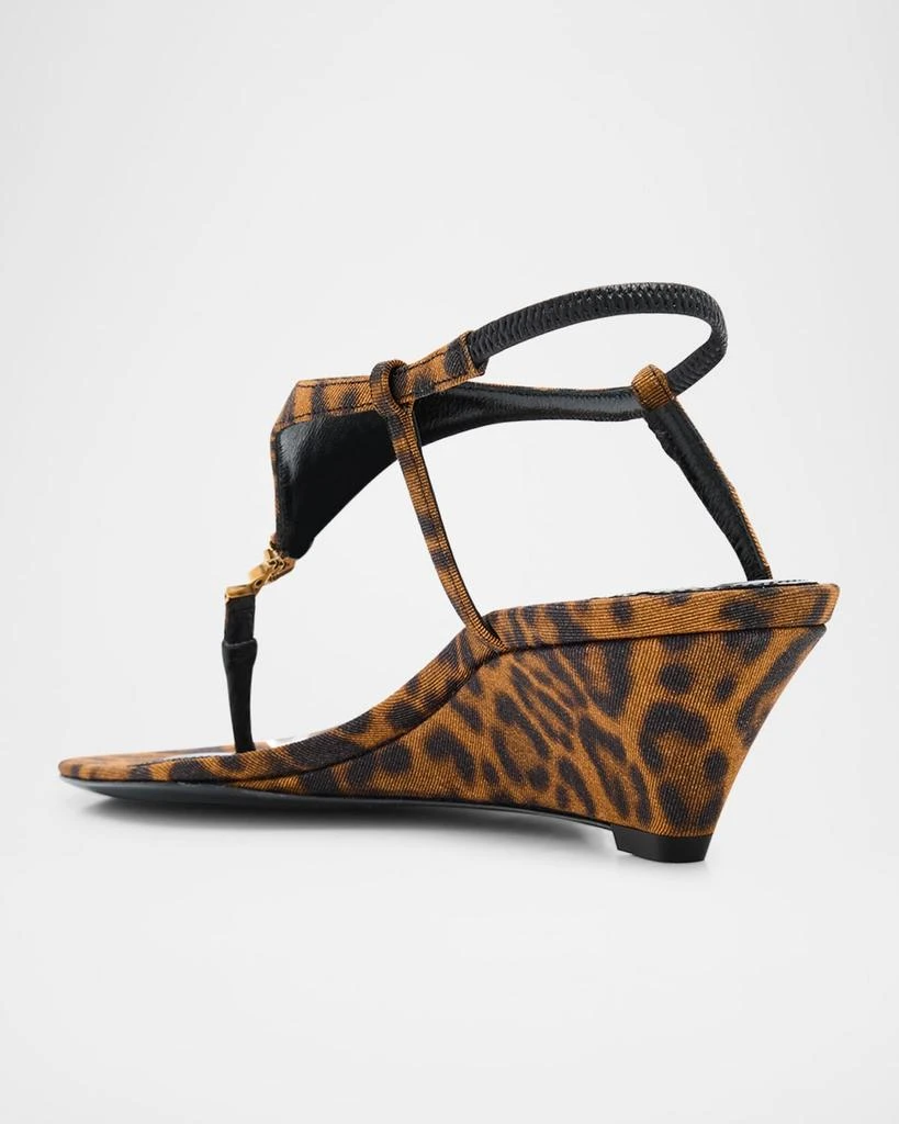 Yves Saint Laurent Cassandra Leopard YSL Wedge Sandals 2