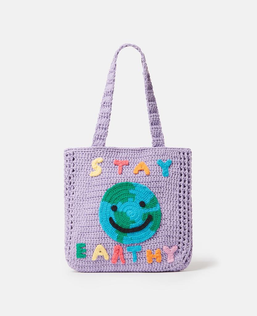 Stella McCartney Stella McCartney - Stay Earthy Graphic Knitted Tote Bag, Purple