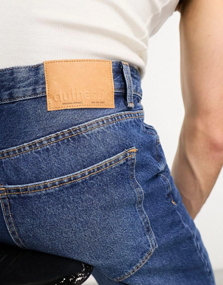 Bershka Bershka straight vintage jeans in dark blue 4