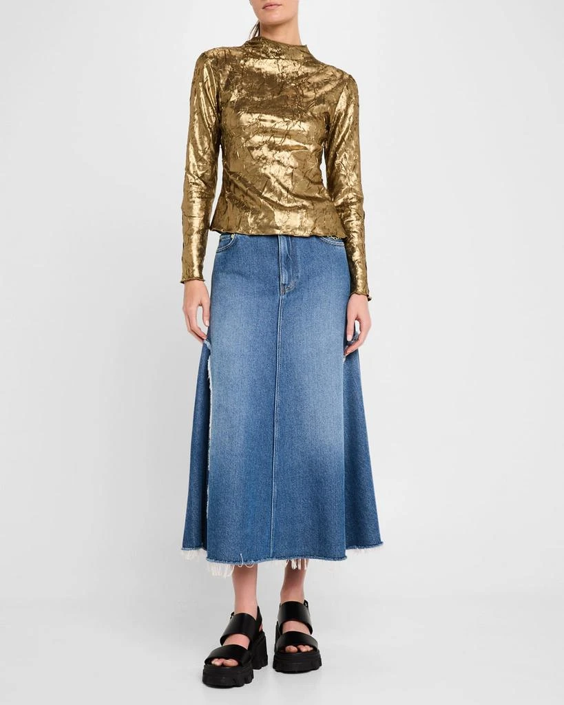 Ganni Metallic Cut-Out Long-Sleeve Top 2