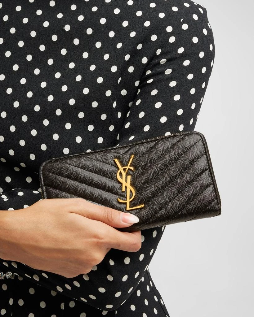 Yves Saint Laurent YSL Monogram Large Zip Wallet in Grained Leather 2